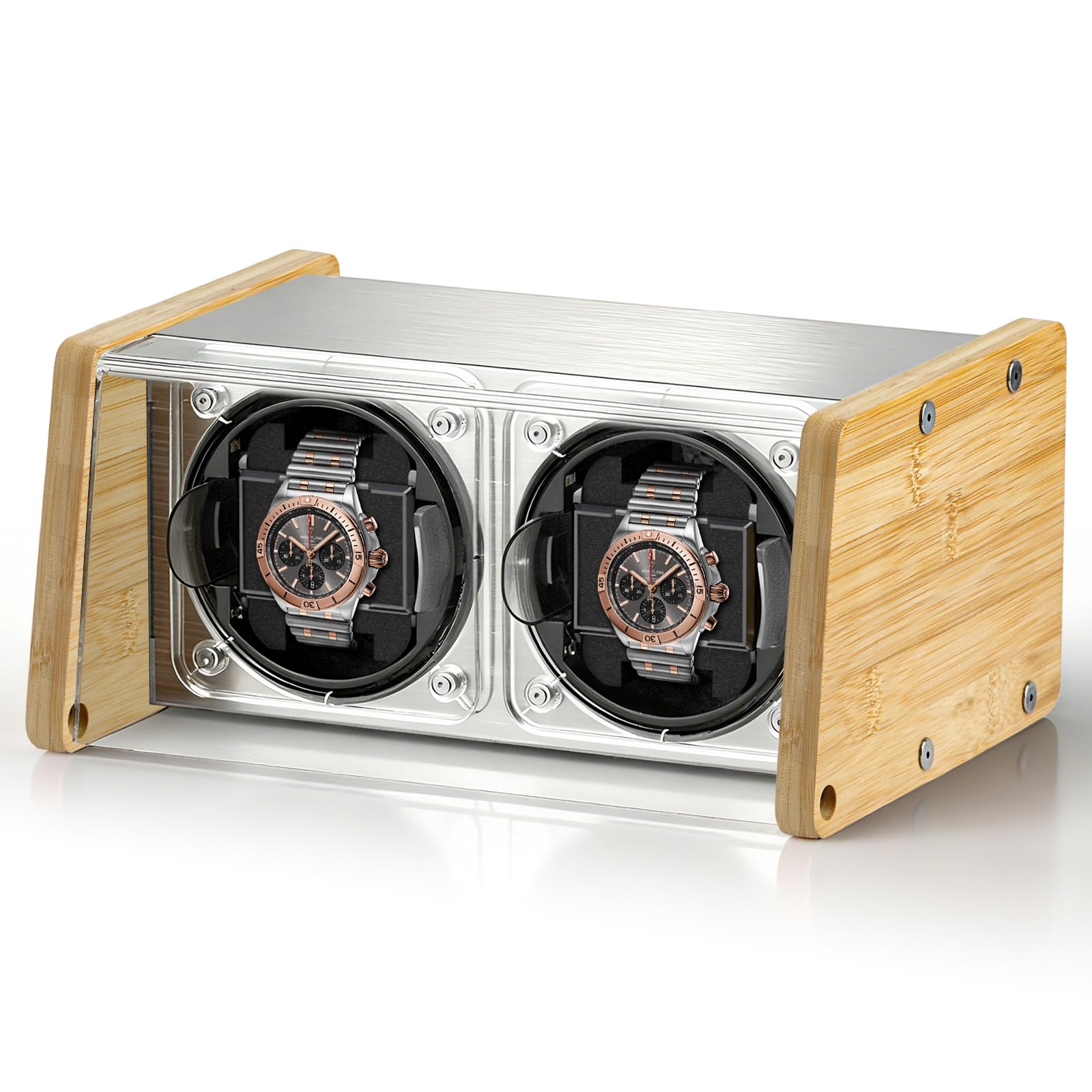 Watch Winder Smith Uhrenbeweger mit Mittelrotationsstoppfunktion – für 2 Uhren – geeignet für große Herren-Automatikuhren