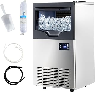 Albott Commercial Ice Maker with 2 Way Water Inlet, 150lbs/24H Freestanding ice Machine Countertop with 24lbs Storage Capacity, Self Cleaning for Home/Bar/Restaurant