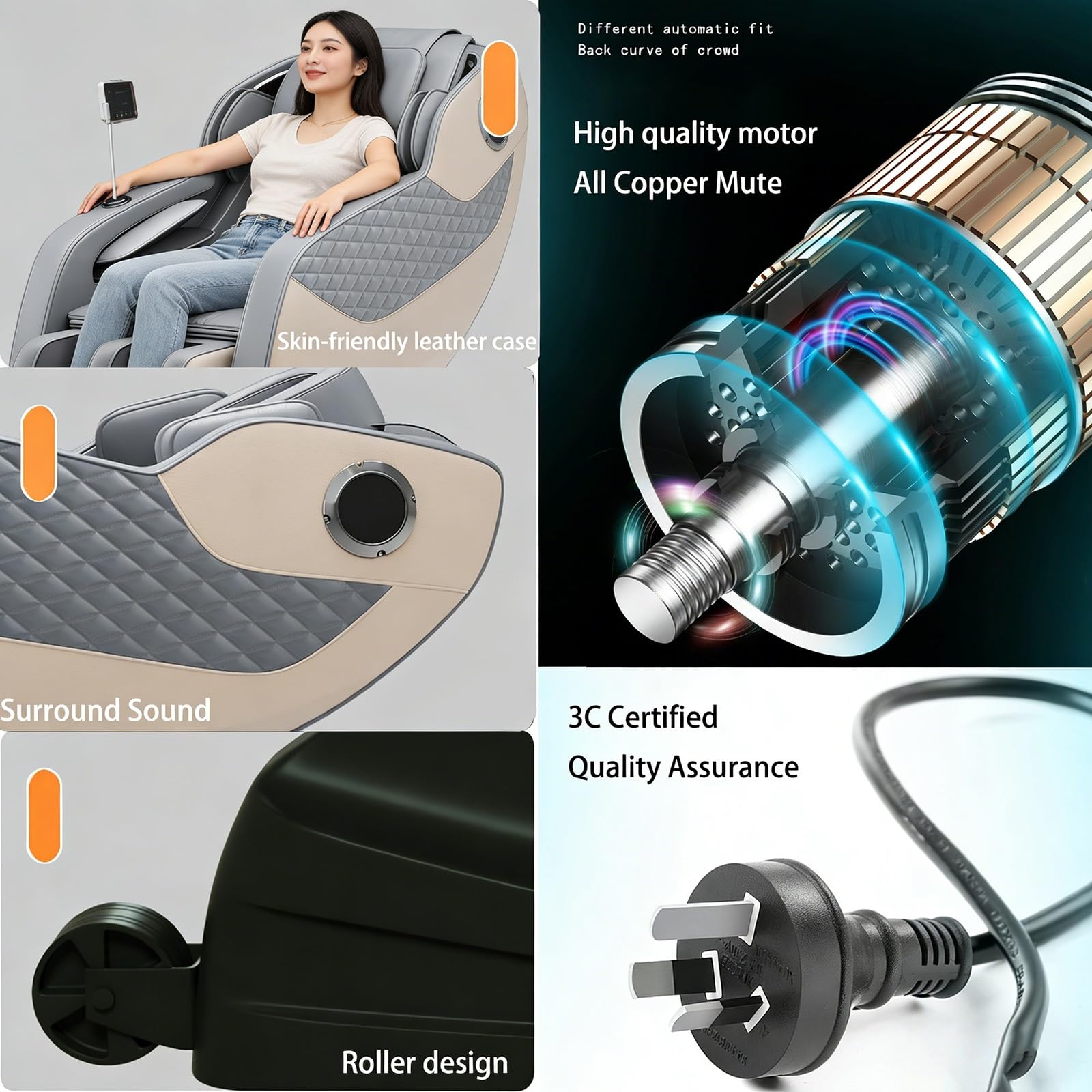 Sillón De Masaje, De Cuerpo Completo De Gravedad Cero, Sillón Reclinable con Bluetooth Función De Calefacción Masaje De Gravedad Cero Amasamiento con Rodillo para Pies(Yellow)
