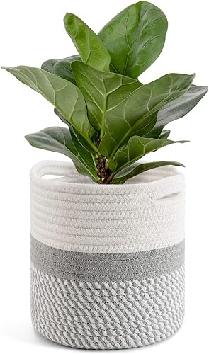Miniatura 38 de TIMEYARD – Cesta para plantas de cuerda de yute, cesta tejida grande moderna para macetas de 11'' para jardineras interiores, cesta de Yute Mixto