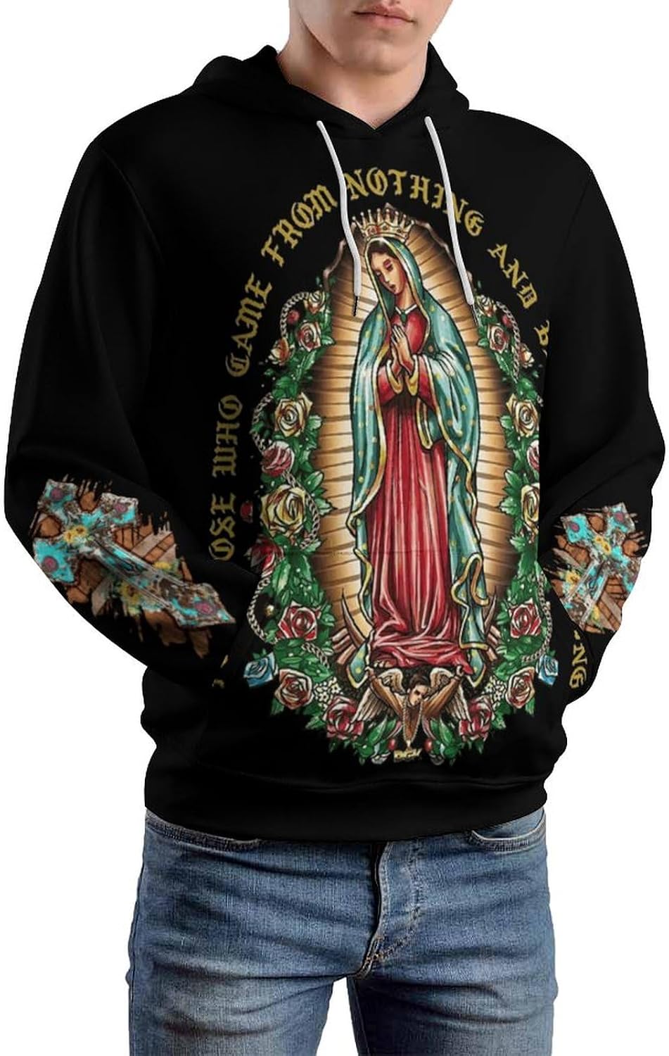 Our Lady of Guadalupe - Virgin Mary Sweatshirt Fashion Classic Hoody Big Pocket Pullover Hoodie Men Women Long Sleeve Drawstring Hoodie 2XL