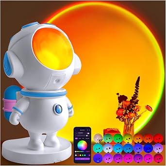 XEBKOR Astronaut Sunset Lamp,720 Magnetic Rotating RGB LED Night Light | 16M Colors Smart APP Control,Aesthetic Room Decor & Mood Lighting,Unique Space Gifts for Kids Teen Girls Adults
