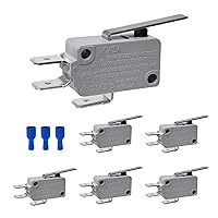 Vista 5 de 6 piezas de microinterruptor de límite SPDT con palanca de bisagra recta corta y acción de broche para Arduino, KW3A 16A 125/250V