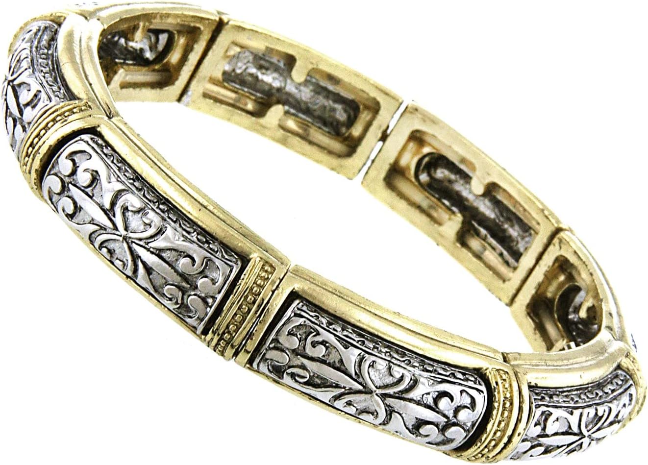 1928 Jewelry Signature Two Tone Stretch Bracelet