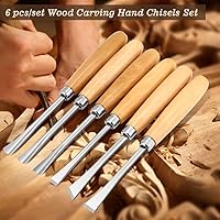 Vista 7 de Juego de cinceles de madera para carpintería, juego de cuchillos de tallado de 6 piezas, herramientas de carpintería para principiantes