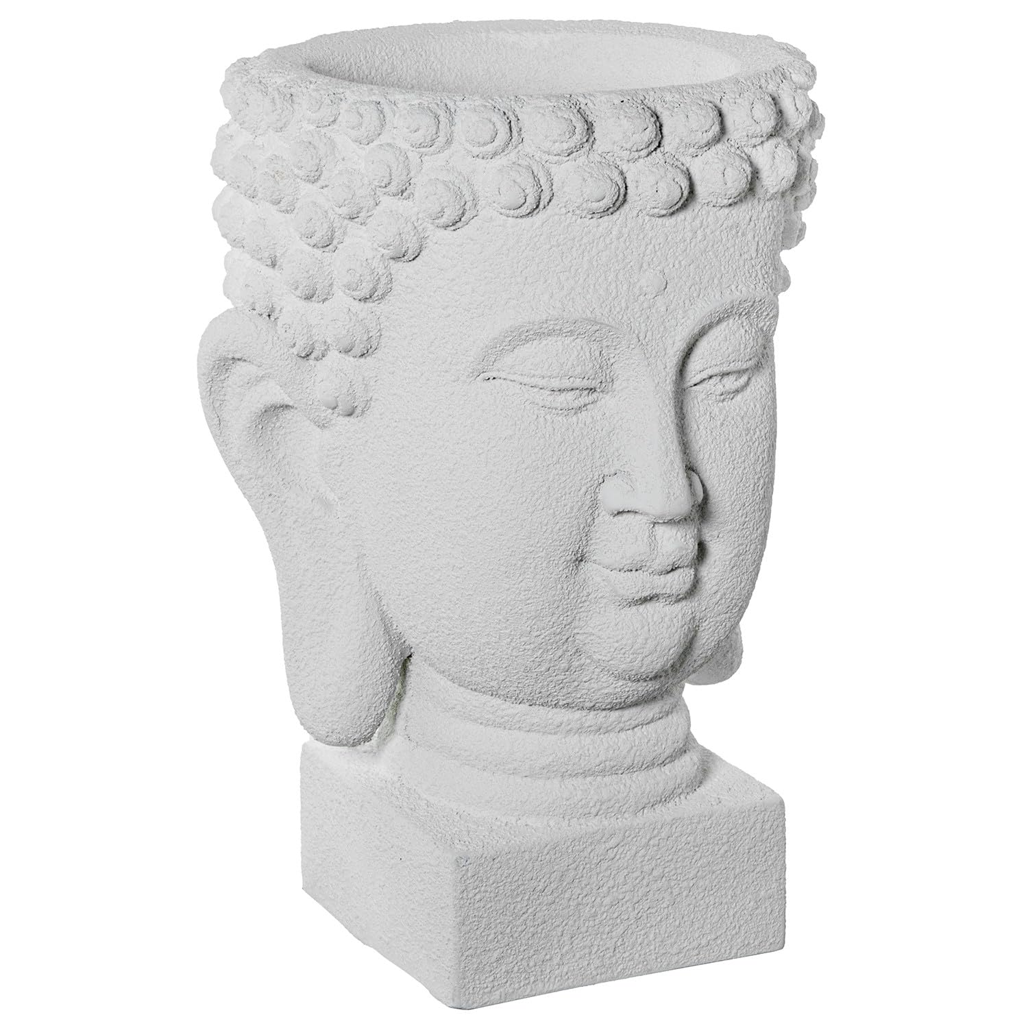 Pot Bouddha blanc en résine granuleuse de prestige - 56 cm