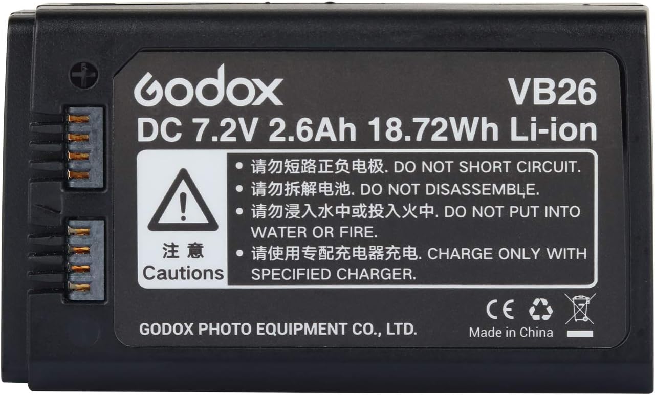 FOMITO GODOX VB26A DC 7.2V 2600mAh Lithium Battery Power Pack for Godox V1C/V1N/V1S/V1O/V1F V860IIIC/V860IIIN/V860IIIS/V860IIIO/V860IIIF AD100PRO Flash