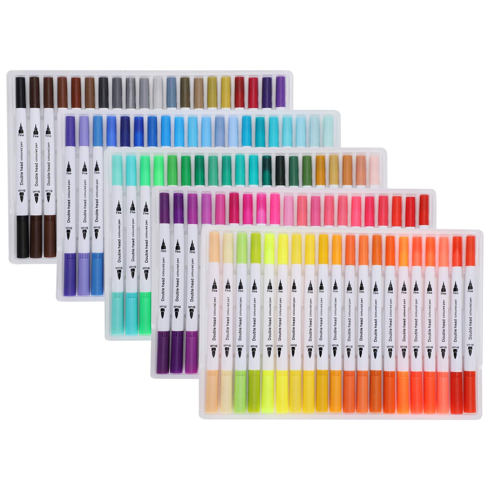 Aquarell-Marker in verschiedenen Farben, weiche feine Liner-Spitze, doppelte Pinselspitze, 60/80/100 Farben – Kunstbedarf für Erwachsene zum Ausmalen von Malbüchern und für (STBG-100°)