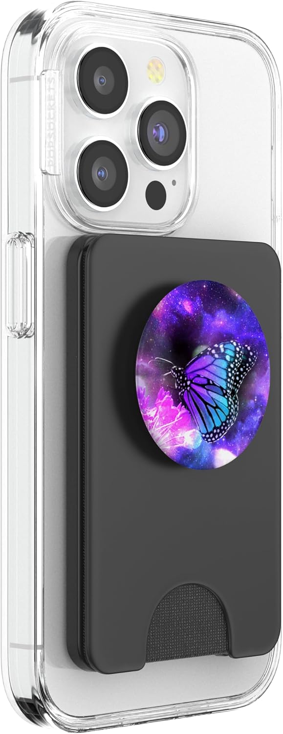 Butterfly Animal Blue and Purple Galaxy Wings Nature Design PopSockets PopWallet for MagSafe
