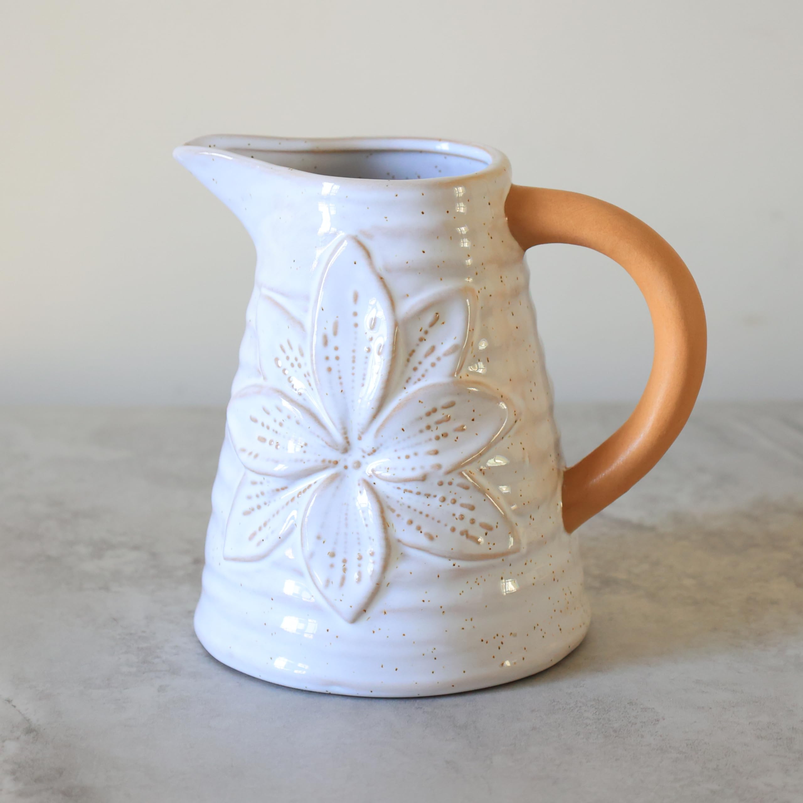 bewbews Rustic Farmhouse Vase, Polka Dot Flower Pattern Design for All Home Decor Styles, Ceramic Flower Vase, Ideal for Living Room,Dining Room,