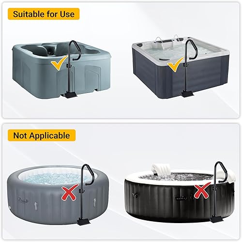 Miniatura 6 de Pasamanos para bañera de hidromasaje, 38 a 58 pulgadas de altura ajustable con opción giratoria de 360 grados y mango antideslizante, pasamanos