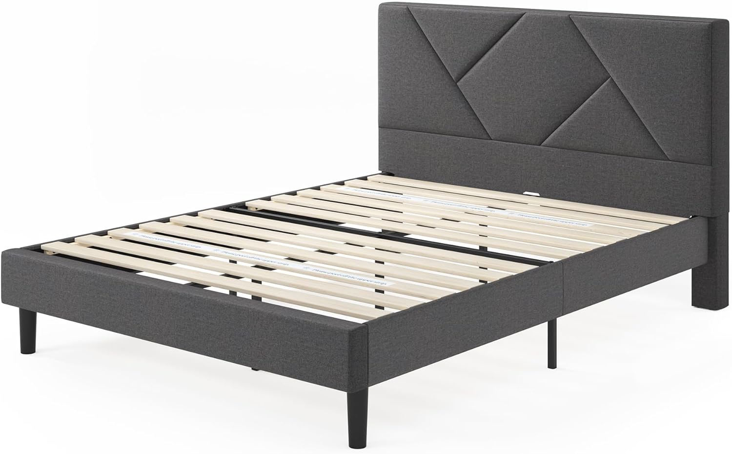ZINUS Judy Upholstered Platform Bed Frame, Mattress Foundation, Wood Slat Support, No Box Spring Needed, Eco Friendly WonderBox (TM), Easy Assembly, Dark Grey, Queen - Image 12
