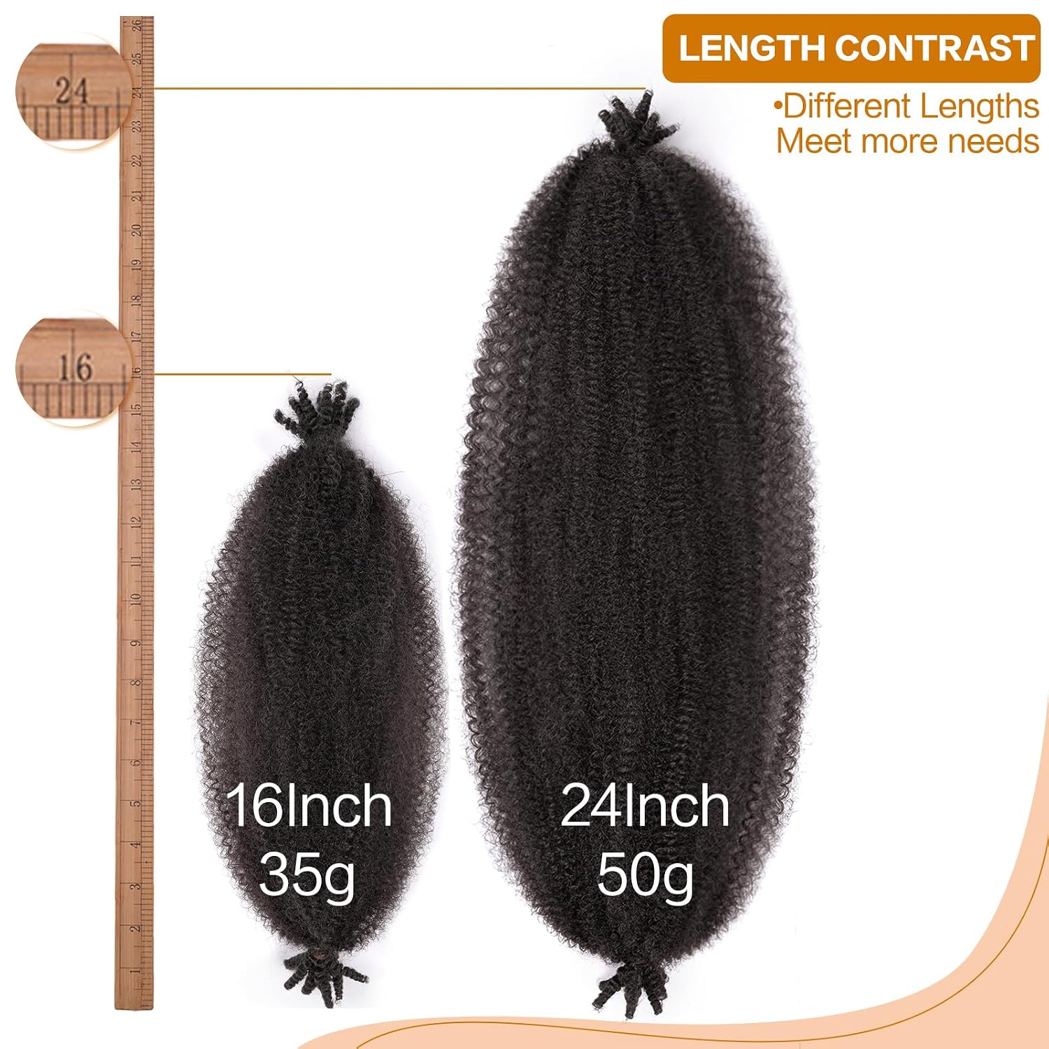 Springy Afro Twist Hair 16 Inch Cuban Twist Hair 8 Packs Kinky Braiding Natural Black Marley Twist Braiding Hair Soft Locs Synthetic Marley Hair(16 Inch,8Pack,2#)