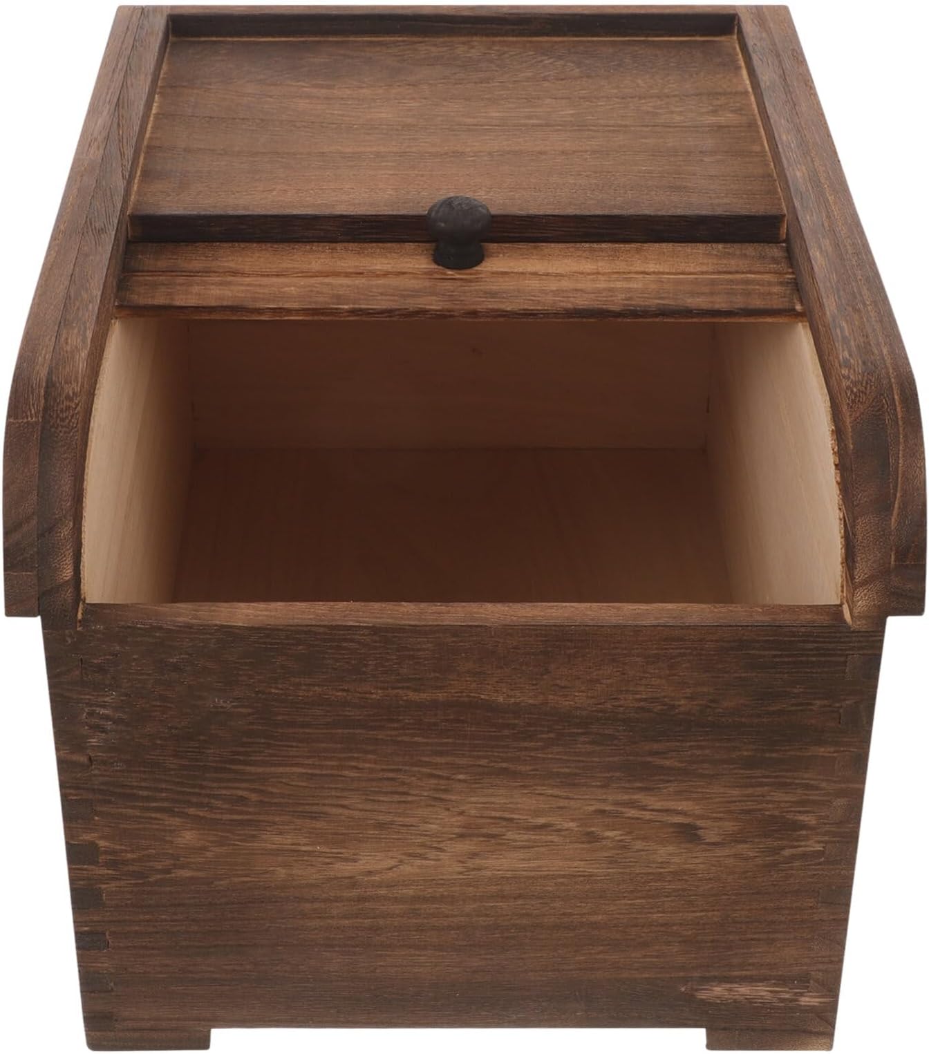 Amosfun Solid Wood Rice Storage Box Grain Storage Bucket Storage Container With Roll-up Blinds As Shown 2