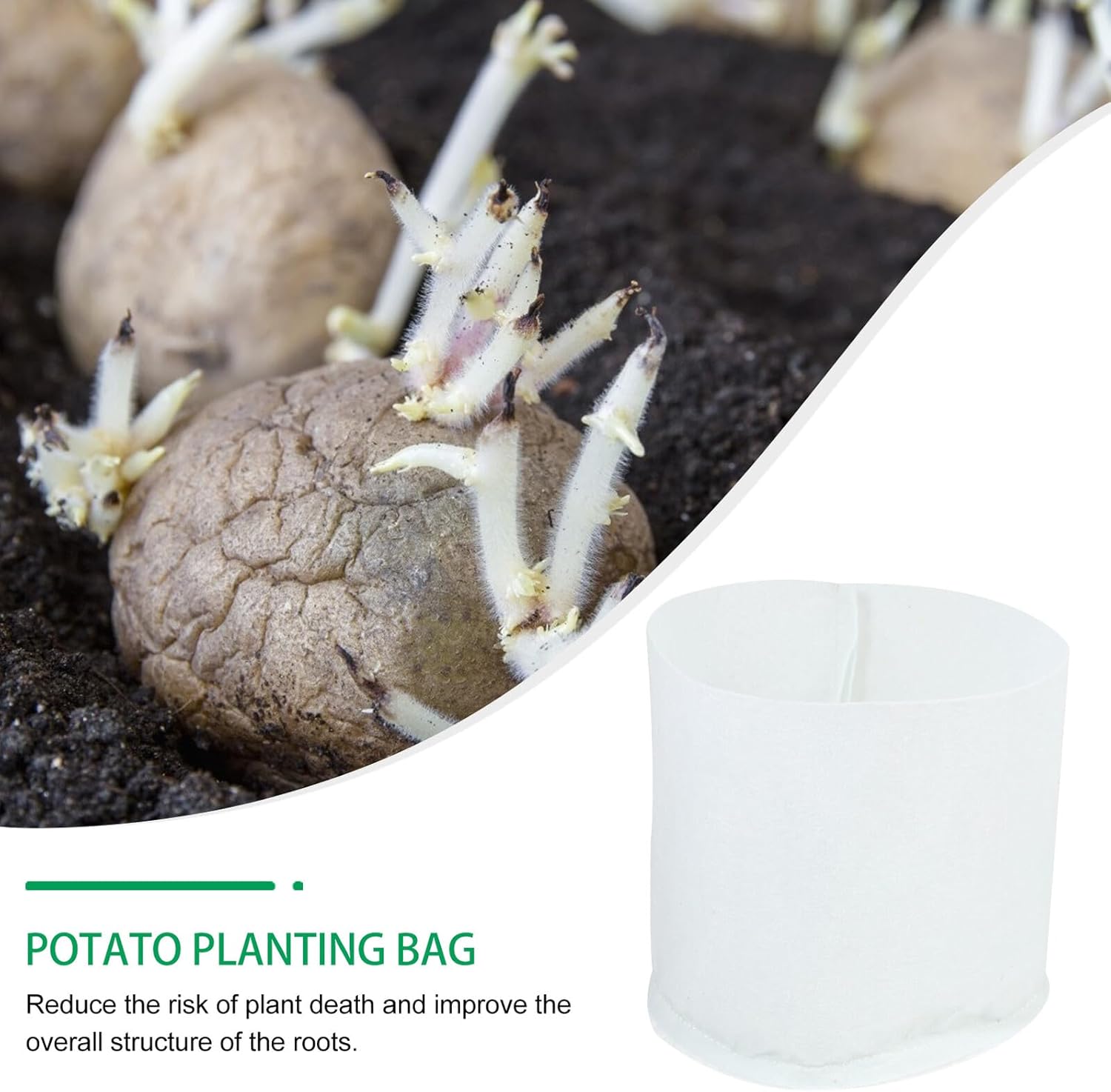 50pcs Thick White Non-Woven Plant Growing Bags for Yard Gardening, Sturdy Planting Pouches 25x20cm, Breathable Felt Pots for Vegetables and Seedlings