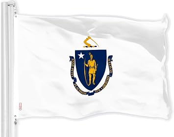 G128 Massachusetts MA State Flag | 3x5 Ft | LiteWeave Pro Series Printed 150D Polyester | Indoor/Outdoor, Vibrant Colors, Brass Grommets, Thicker and More Durable Than 100D 75D Polyester
