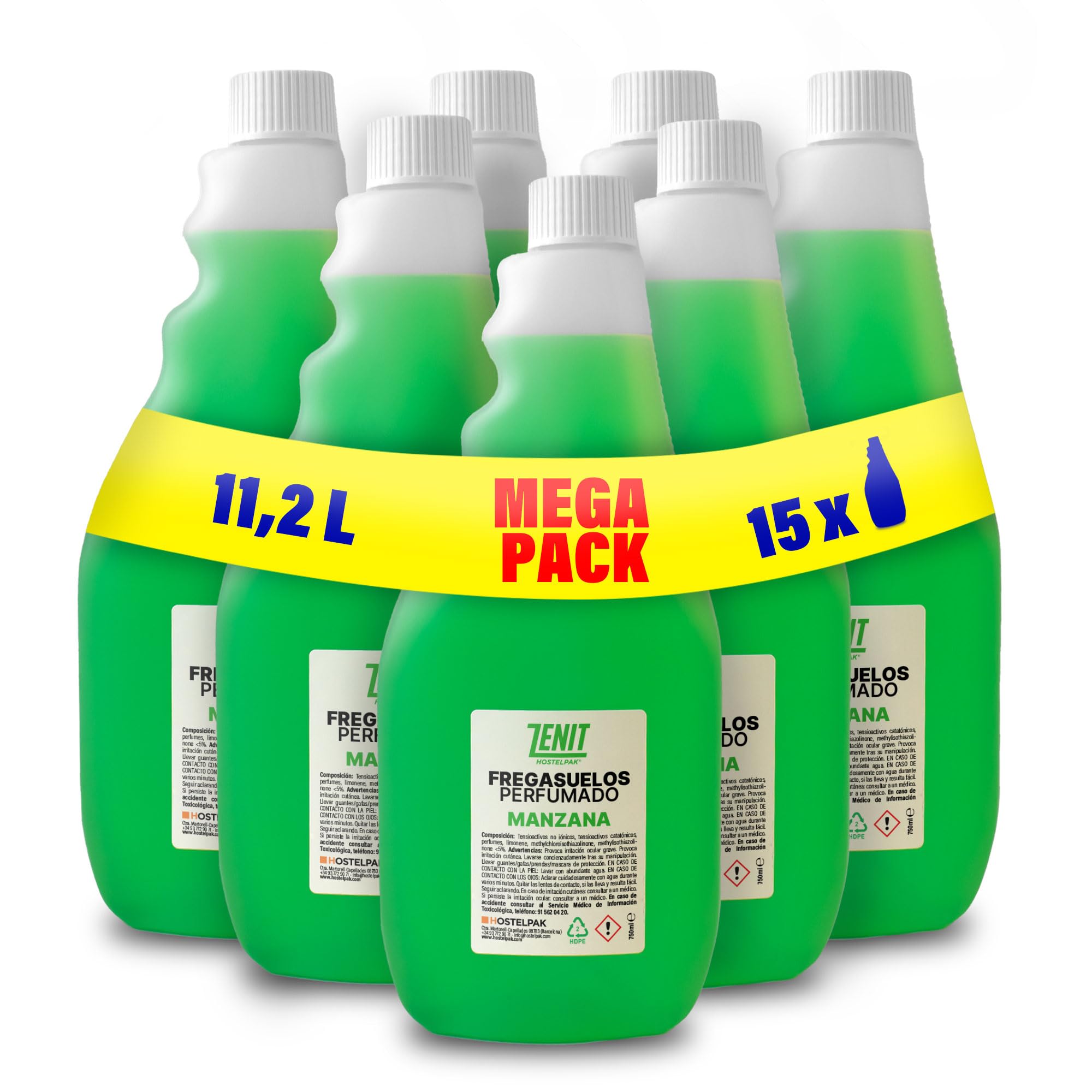 15 x 750 ml - Nettoyeur de sol parfumé pomme pomme professionnel pour tous types de sols, arôme agréable et durable