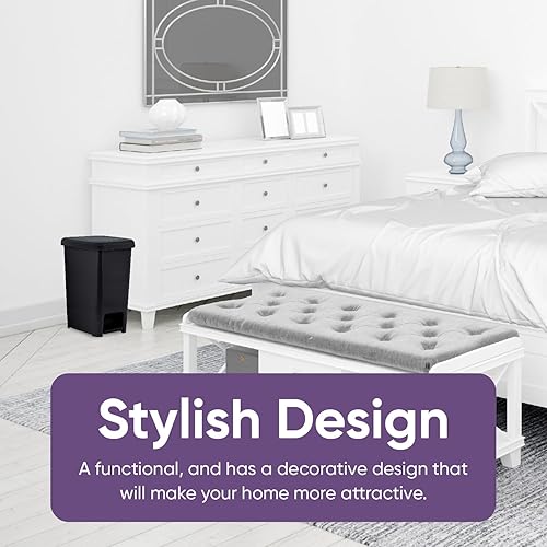 Miniatura 5 de Superio Bote de basura delgado con pedal de pie, bote de basura de 2.5 galones con tapa, pequeño bote de basura de plástico, mini bote de basura