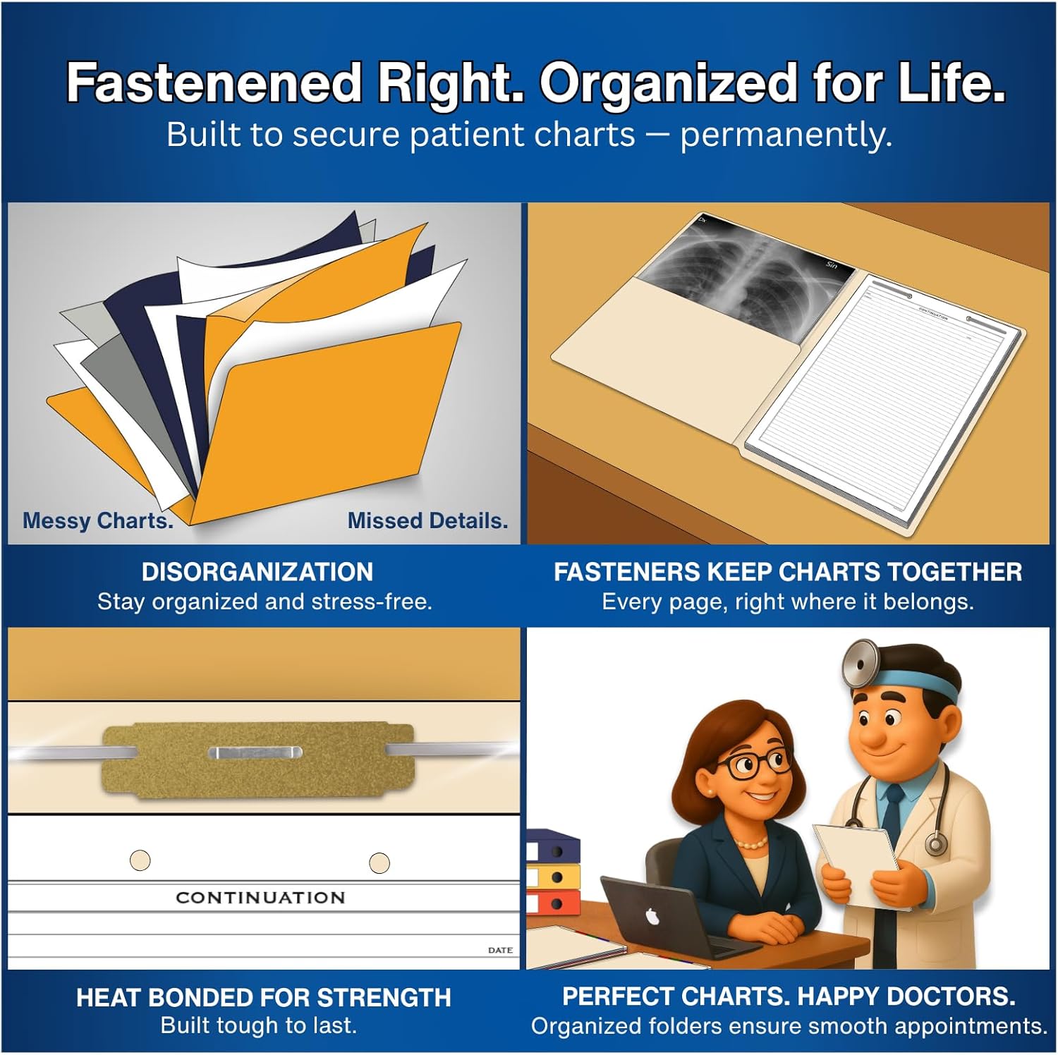 Manila Pocket File Folders, Doctor Stuff, Reinforced End Tab Folder with 1/2 Pocket on Inside Left and 2" Bonded Fastener on Top Right, Letter Size, 14 pt Manila Stock, Carton of 250