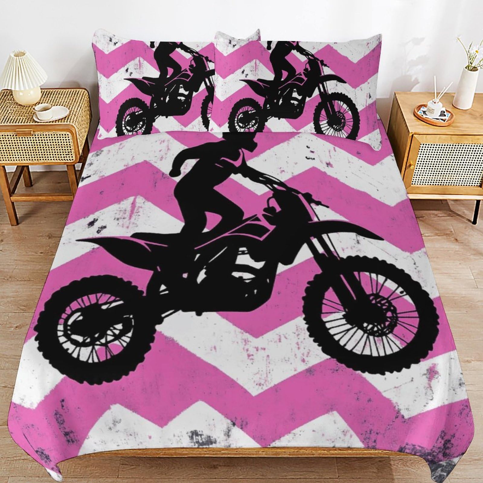 Housse de couette moto et dessin animé pour une chambre d'enfant stylée