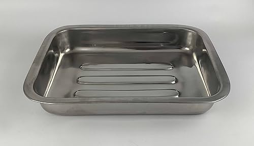 Miniatura 3 de Tredoni Bandeja rectangular de acero inoxidable para horno de 12 pulgadas, dos asas plegables, bandeja para hornear pastelesgalletas (11.8 in  12