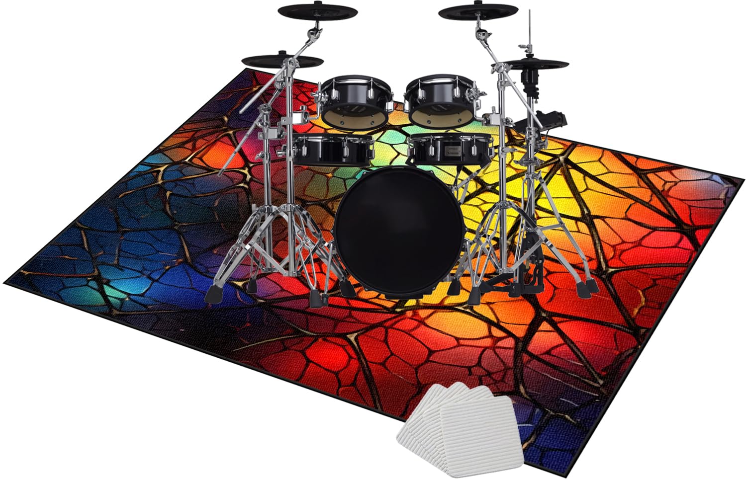 Elektroniczna mata perkusyjna, maty perkusyjne, mata akustyczna, dźwiękoszczelna mata do instrumentów muzycznych, antypoślizgowa mata na baterie 130 x 100 cm