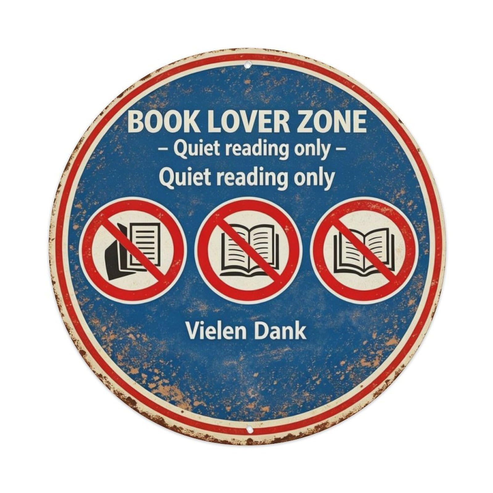 Book Lover Zone Metal Tin Sign Plaque