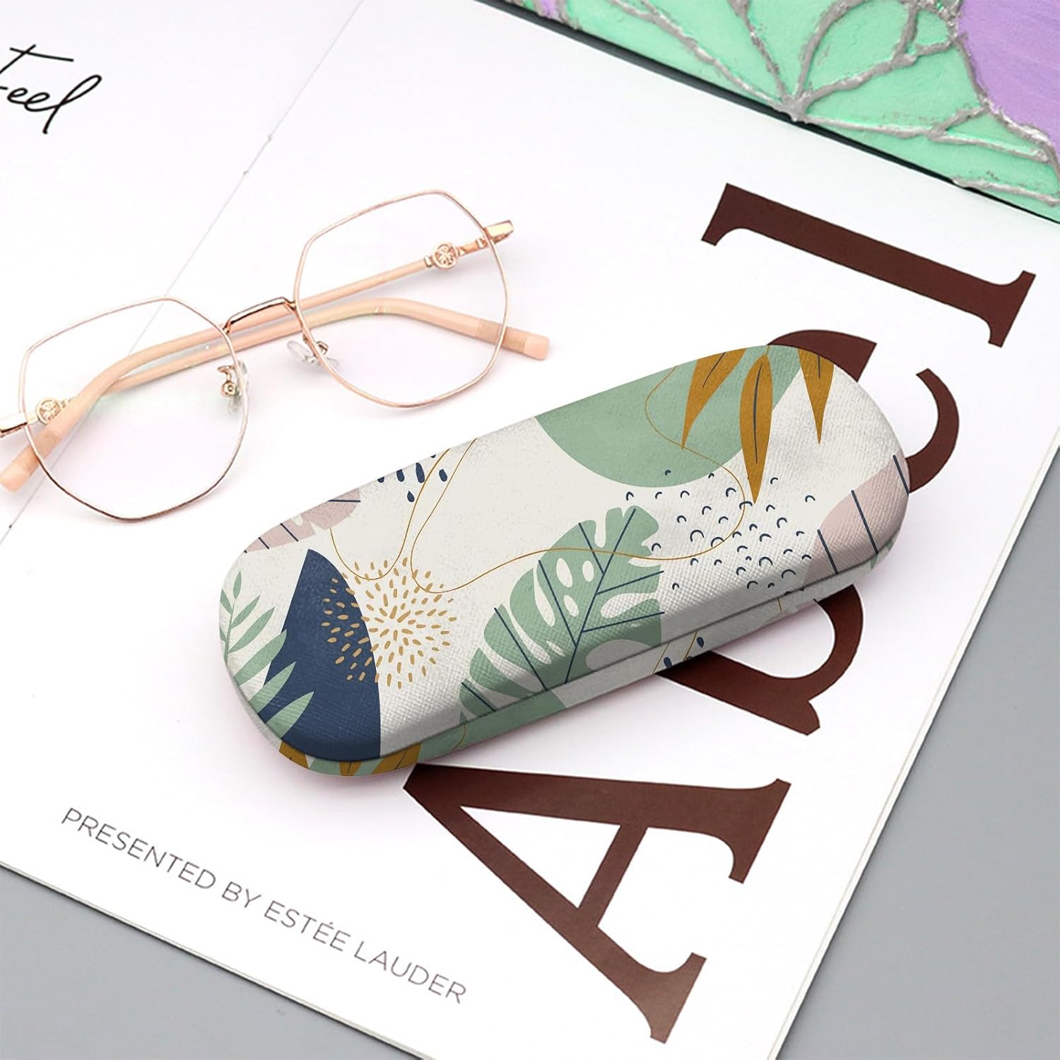 Eyeglasses Case Hard Shell Protective Case for Glasses Eyeglass Box with Cleaning Cloth for Girls Women Cute Aesthetic image 5