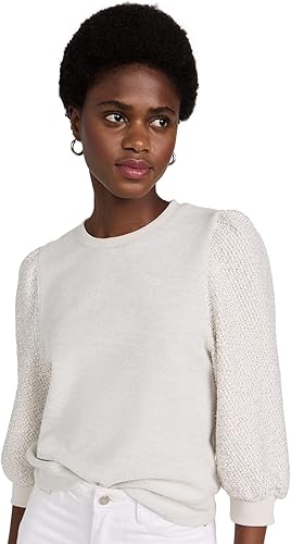 Splendid Evelyn Terry Long Sleeve Pullover Sweatshirt Sudadera, Piedra, S para M