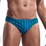 Mens Stripe Swim Briefs Retro Swimwear Sexy Bikini Swimsuit Print Bathing Suit