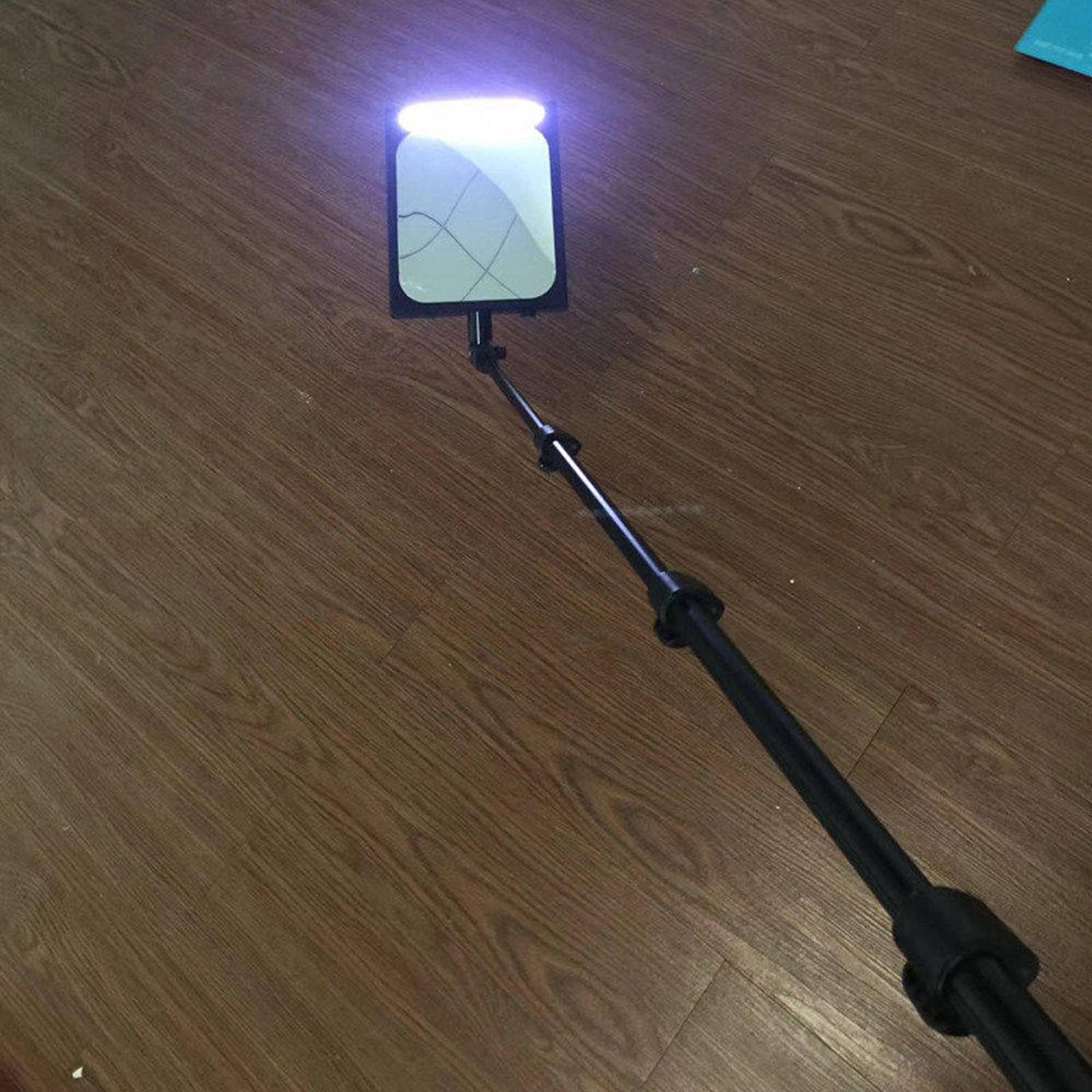 2 piezas de espejo de inspección de vehículos para el cuidado del hogar con luz LED, espejo de inspección de bajos con mango retráctil ajustable, equipo visual recargable para vehículos, para EE.