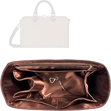 Organizer Compatible with Speedy Bag, 20, 25, 30, 35, 41, Purse Insert, Silk Lining Waterproof Vegan Leather with Zipper Pocket SP 40, Coffee