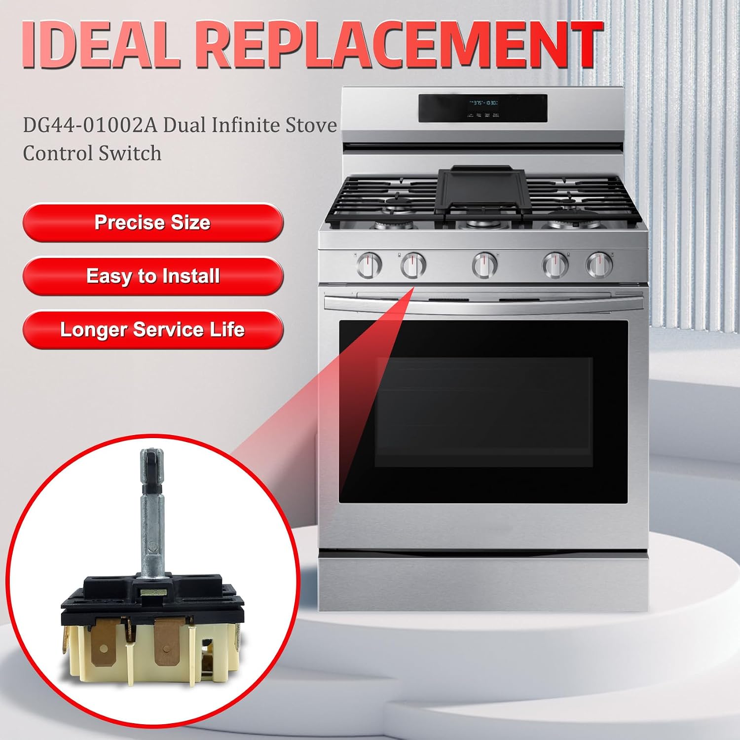 DG44-01002A Dual Infinite Stove Control Switch Replace for AP4337066, 2087510, MDSA-W21-SKM, MDSA-W888-UNM Compatible with Some Models Within The for Samsung FCQ3, FE71, FER3, FTQ3, and NE59 Series