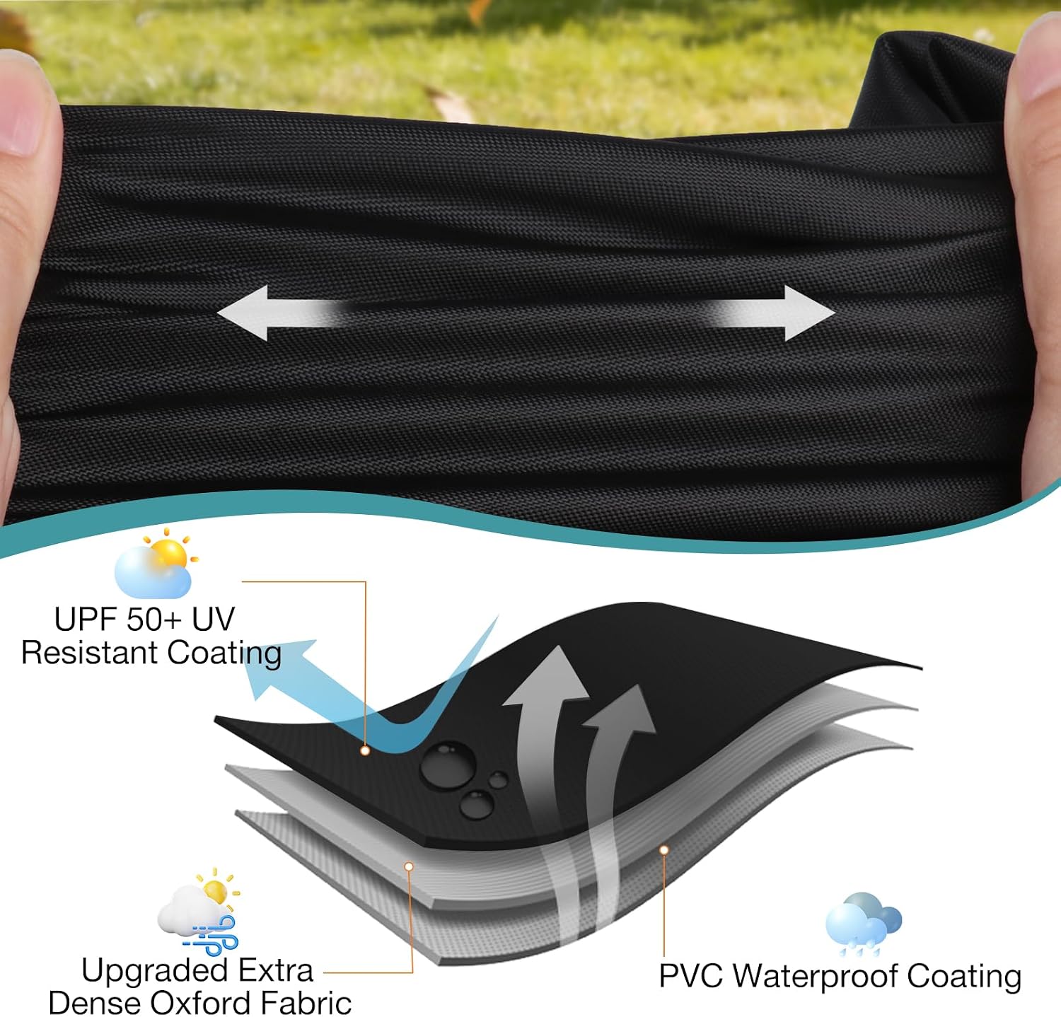 Outdoor Rocking Chair Cover, 41in Waterproof Patio Papasan Chair Covers for Papasan Rocking Chairs, Oversized Chair Cover for Egg Chair, Saucer Chair-41"W x 45"D x 31"H