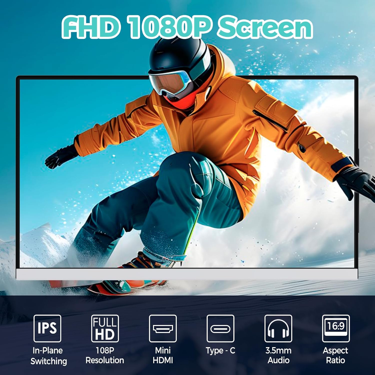 Laptop Screen Extender,1080P FHD Portable Monitor with 360°Rotation Detachable Screen Triple Monitor Extender Plug & Play Fits Laptops (Mac/Win/Android) (15.6‘’ Triple Screen)