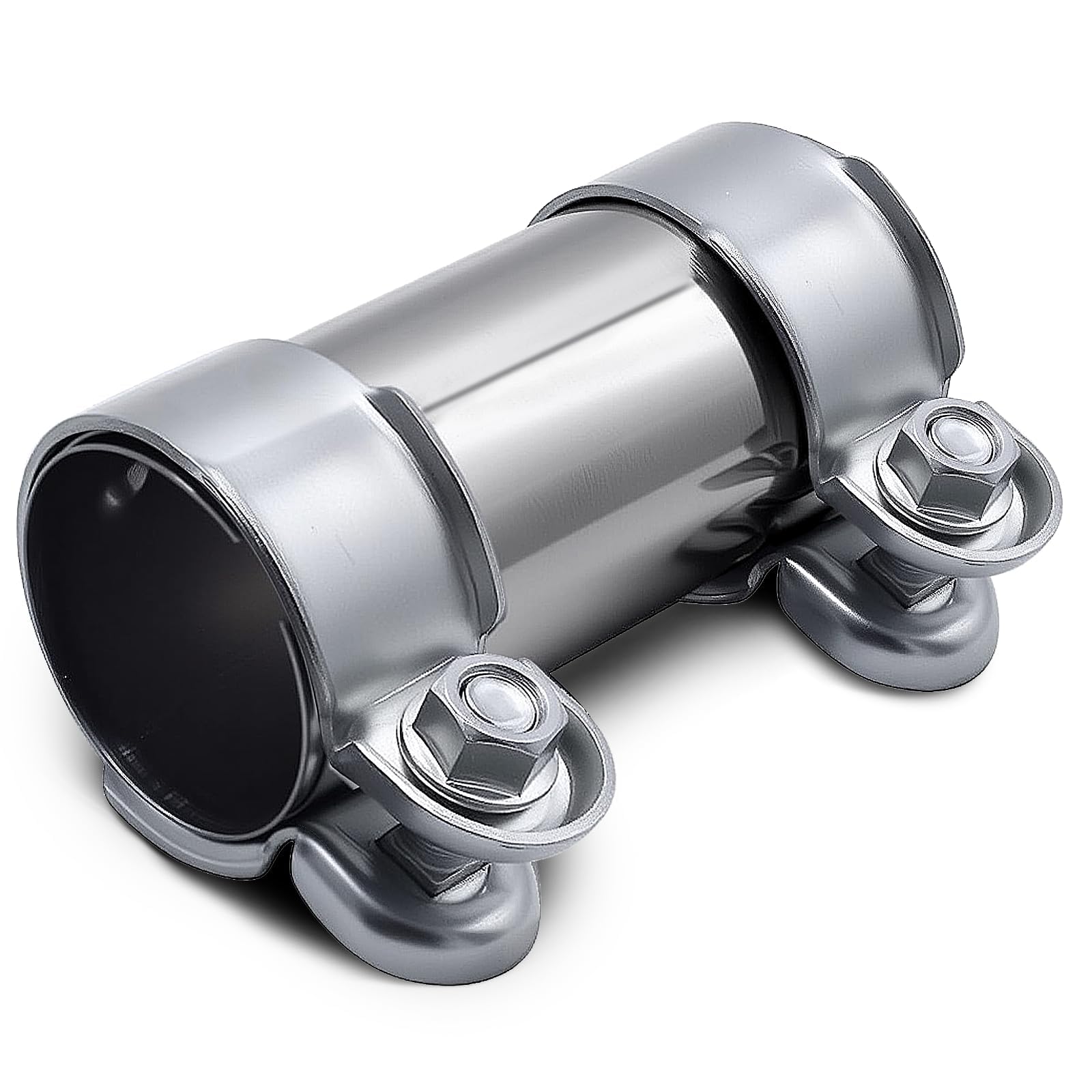 Doppelschelle Auspuffschelle Ø 50 mm x 125 mm Edelstahl Rohrverbinder Auspuff Schelle Universal Korrosionsbeständig Auspuffrohrklemme für Auspuffrohr mit 50 mm Durchmesser