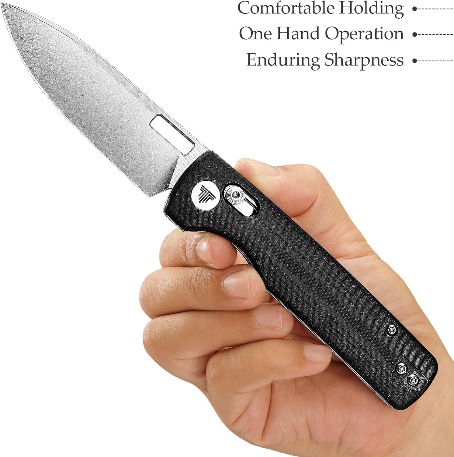 TRIVISA Folding Pocket Knife,3.4'' 14C28N Steel Blade G10 Handle EDC Knives with Crossbar Lock Pocket Clip for Men Women Camping Survival Hiking,Sabretooth-BG
