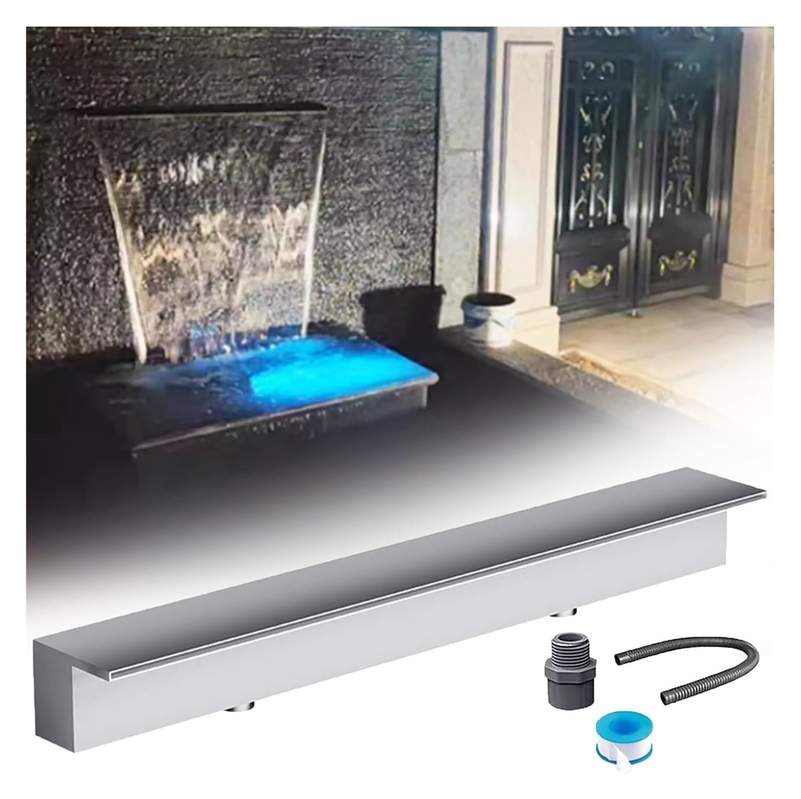 STUIJKVSZ Outdoor Pool Fountain Waterfall Spillway for Garden & Patio, Modern 36in Wall Spout with Connector, Perfect Ponds Water Features