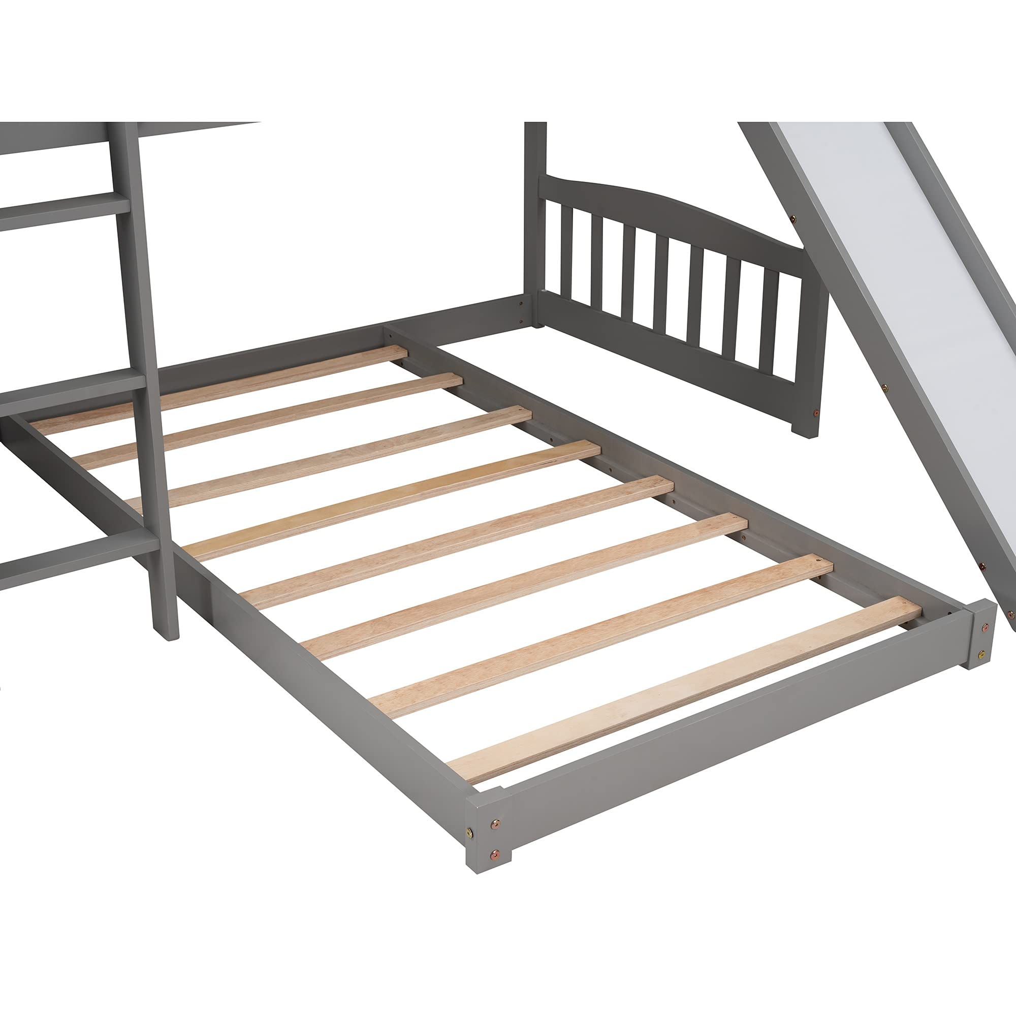 Twin Over Twin Bunk Beds with Slide and Storage Steps, Bunk Bed for