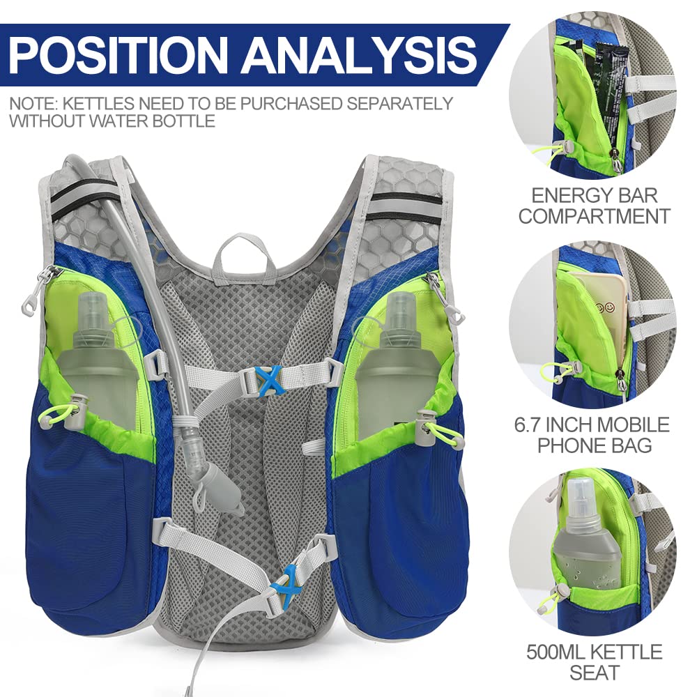 IX INOXTO Sac à dos d'hydratation, gilet d'hydratation de course à pied avec poche d'eau de 1,5 l pour homme et femme, sac à dos léger pour randonnée, cyclisme, escalade, camping