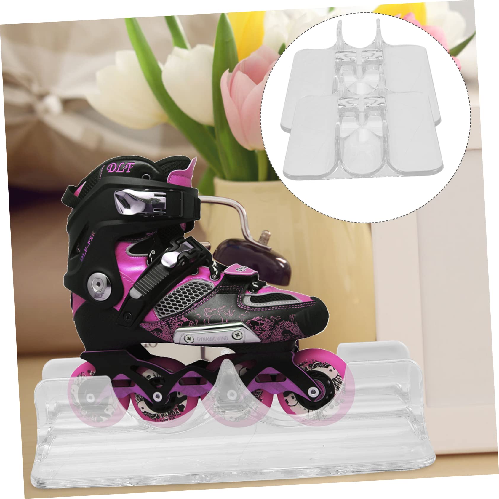 HOOTNEE Roller Skates Display Rack Ice Skate Display Stand Acrylic Skates Display Holder for Shopping Mall Use