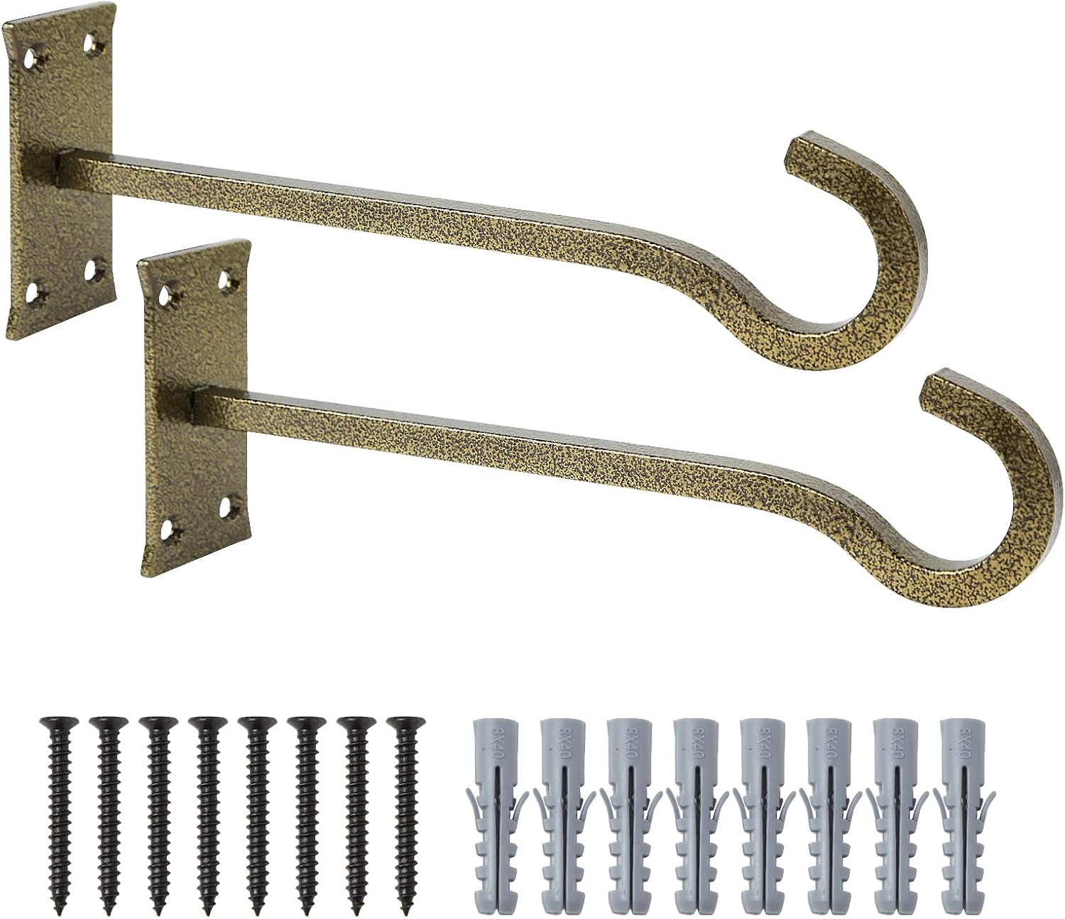 QIEGL 10" Heavy Duty Wall Plant Hanger, 2 Pack Gold Hammertone