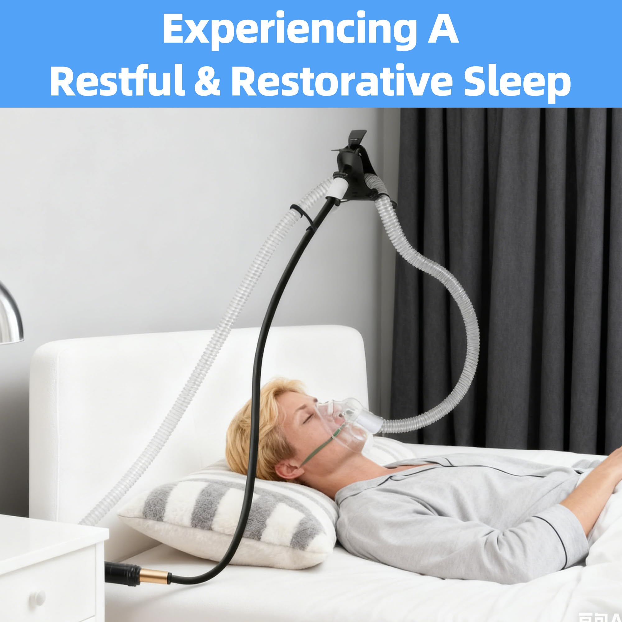 CPAP podnośnik do węża, z regulacją wysokości, uchwyt węża do węży CPAP, elastyczny wieszak zapobiegający wyciekom i plątaniu się