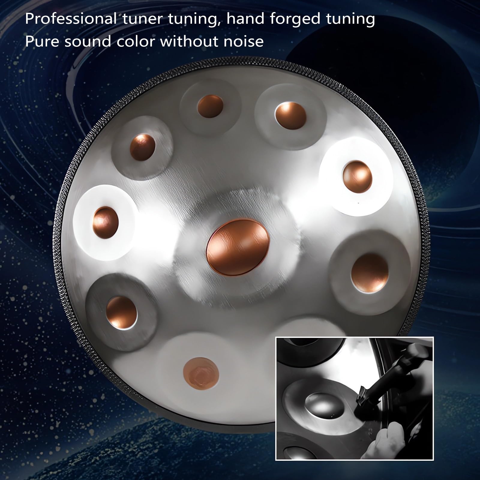 Handpan Drums De 432Hz/440Hz, Steel Tongue Drum De 9/10/ 12 Notes, Instrument Drum Pour Débutants Et Professionnels, Hand Pan Drum De 55cm Avec Tous Les Accessoires (Size : 432Hz, Color : BLUE_10 N