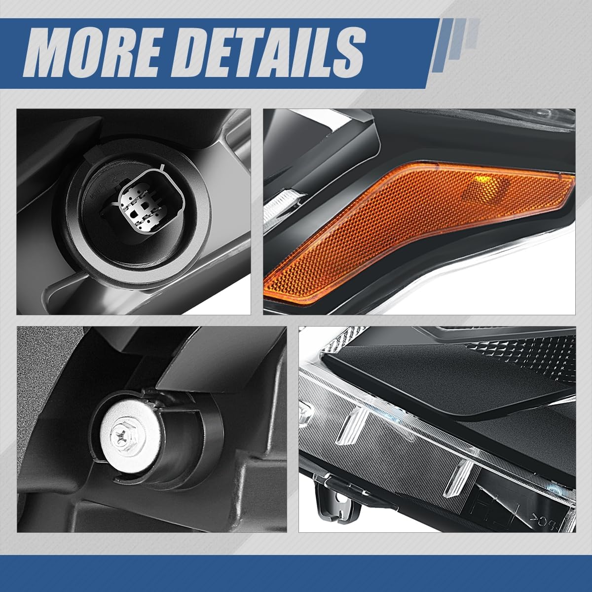 Auto Dynasty LED DRL HID Projector Headlight Assembly Compatible with Chevy Traverse 2018-2021, Driver and Passenger Side, Black Housing Amber Corner