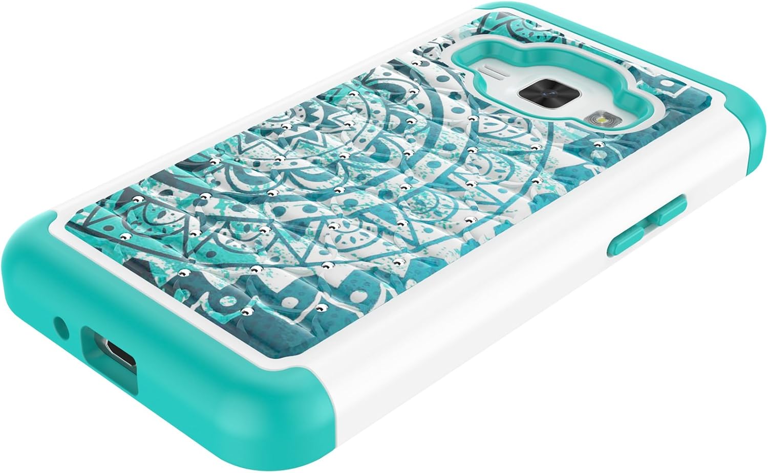 Tekcoo Galaxy Luna Case, Galaxy Amp 2 Case/Express 3 Case/J1 2016 Case, [Tmajor] Retro Pattern Cute Lovely [Datura Mnit] Bling Crystal Studded Rhinestone Rubber Plastic Bumper Cases