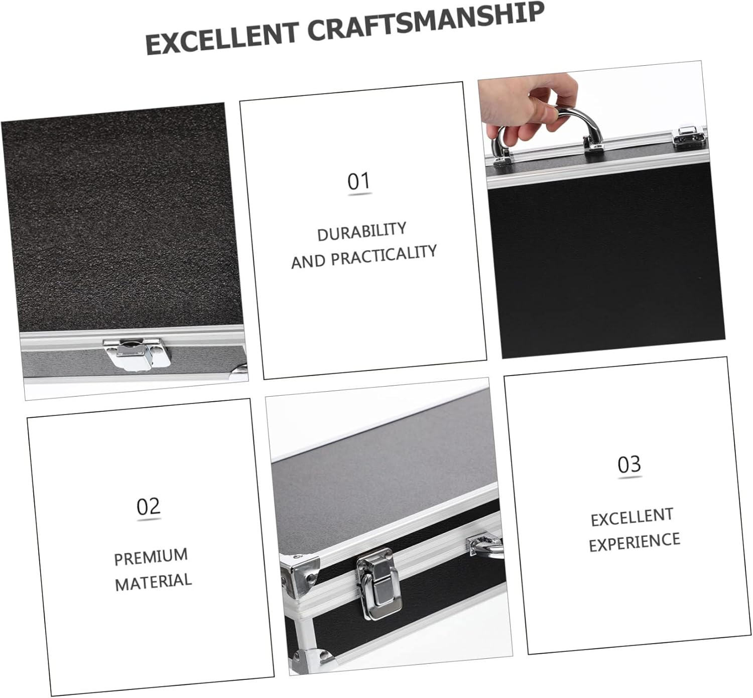 Hemoton Aluminum Tool Box Case 14-Inch Lightweight Metal Toolbox with Lock and Foam Insert Portable Organizer for Tools Cosmetics and Instruments - Image 3