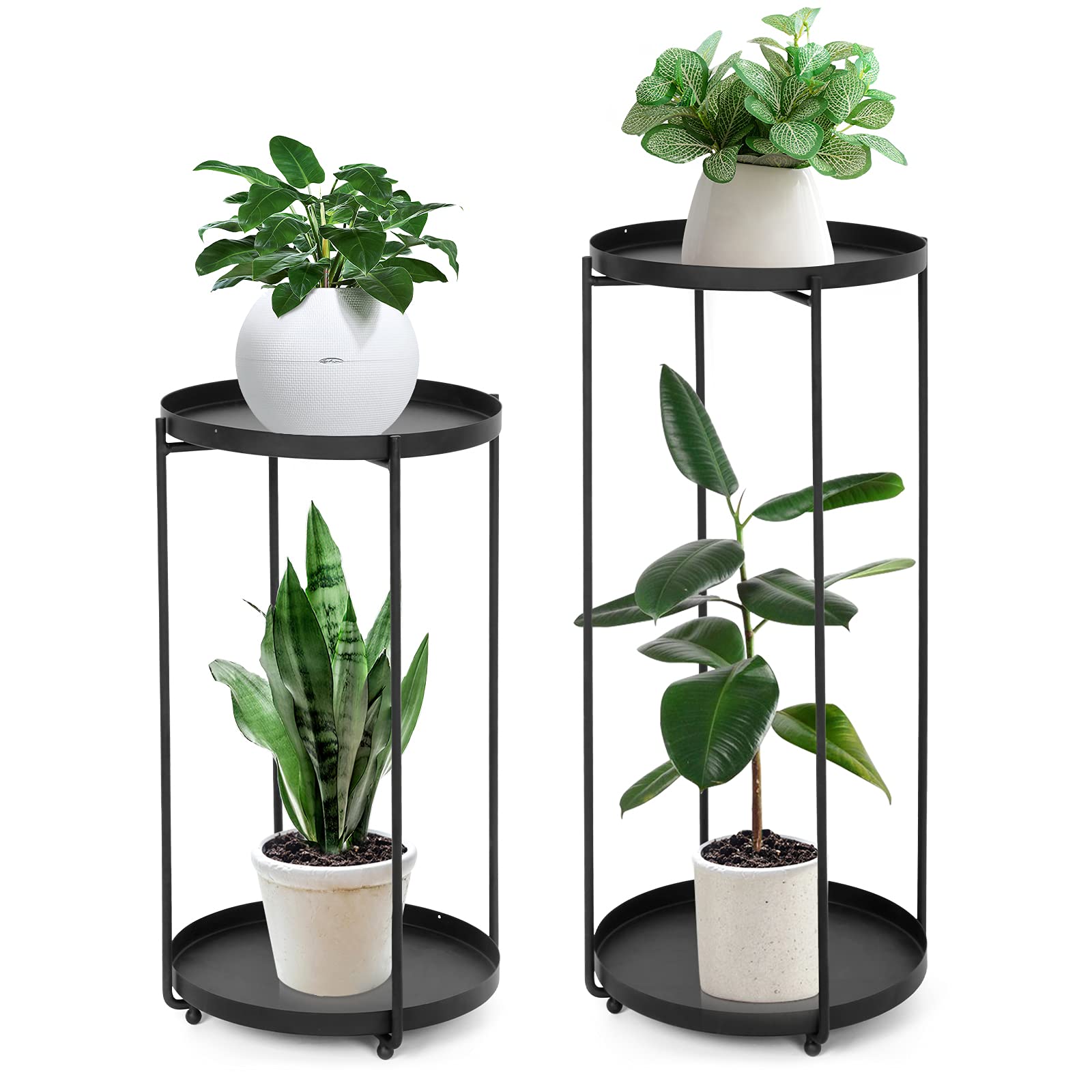 Buy LANPU 2 Tier Metal Stand Indoor Outdoor Flower Pot Holder Heavy Duty Potted Shelf Tall er