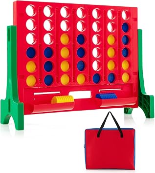 Costzon Giant 4-in-A-Row Connect Game, 2-in-1 Jumbo 4-to-Score Game Set with Carrying Bag, Fun Family Party Game, Indoor Outdoor Yard Game for Kids Adults, Freestanding/Wall Mount