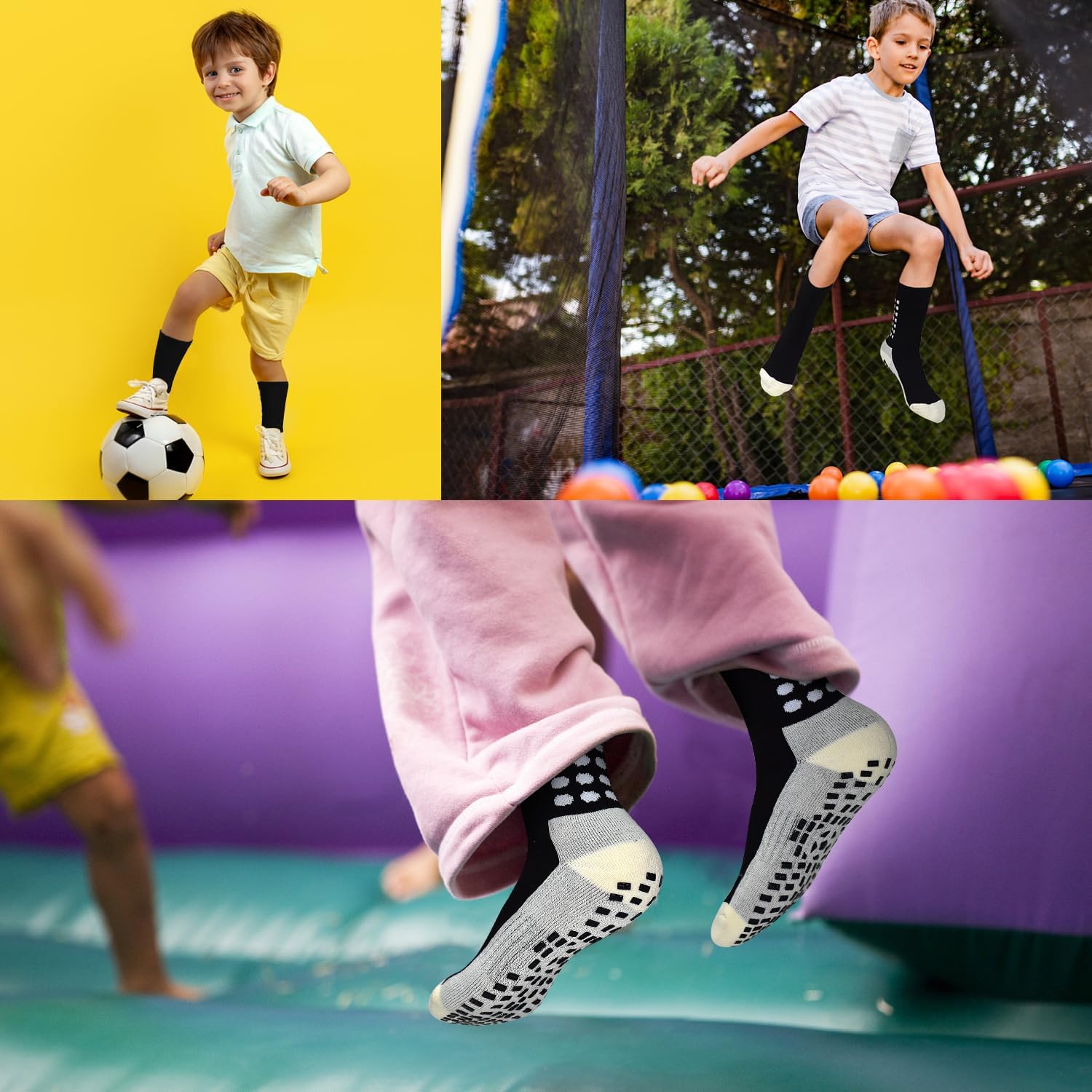 ELUTONG Kids Grip Soccer Socks Anti Slip Football Athletic Sports Crew Socks for 4-16 Years Youth Boys Girls (New Upgrade) - Image 2